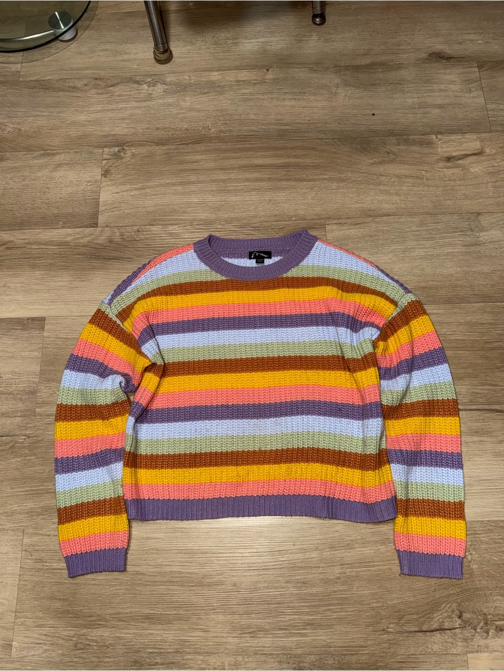 art class Purple Multi-Color Striped Crew Sweater
